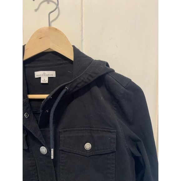 L.L.Bean Signature black denim coat jacket utility coat sz S - Picture 3 of 8